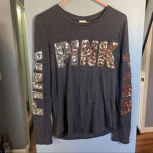 PINK gray shirt with sequins